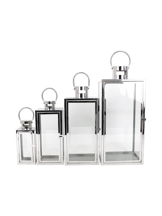 ArteLibre Laterne Set Floortop Silber 28x28x65cm 4Stück