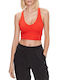 DKNY Damen Sportliches Crop Top Ärmellos mit V-Ausschnitt Rot