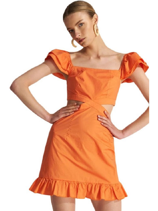 Ale - The Non Usual Casual Καλοκαιρινό Mini Φόρεμα Πορτοκαλί