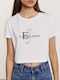 Edward Jeans Women's Summer Crop Top Cotton Short Sleeve White