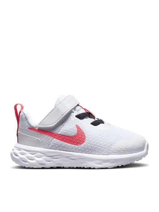 Revolution 6 Încălțăminte Sport Copii Alergare Cu Închidere Hoop & Loop Alb / Gridiron / Laser Orange / Sea Coral