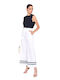 Women's High Waist Fabric Trousers White