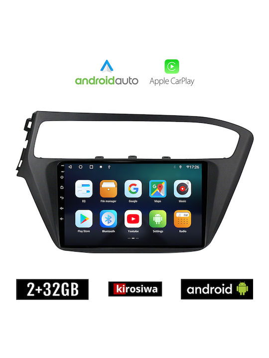 Kirosiwa Ηχοσύστημα Αυτοκινήτου για Hyundai i20 2019> (Bluetooth/USB/AUX/WiFi/GPS/Apple-Carplay/Android-Auto) με Οθόνη Αφής 9"