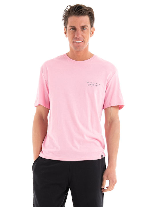 Jack & Jones Ανδρικό T-shirt Light Pink με Λογότυπο