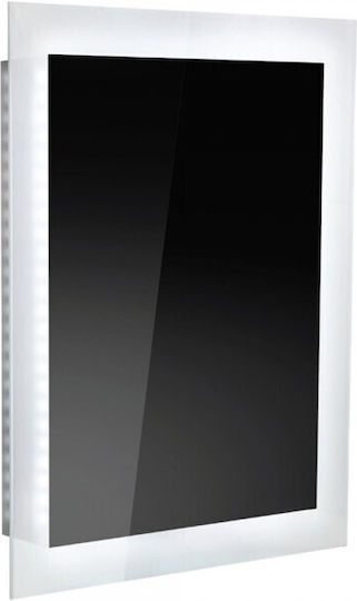 Karag Specchi Rechteckiger Badezimmerspiegel LED aus Edelstahl mit Schrank 50x50cm Weiß