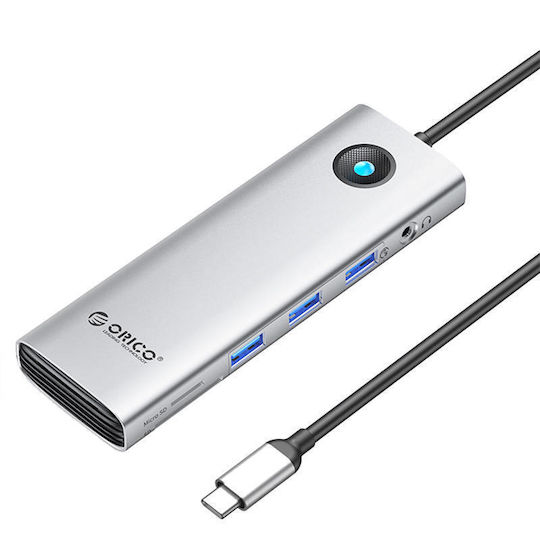Orico USB-C Stație de andocare cu HDMI 4K Ethernet și conexiune 2 monitoare Argintiu (PW11-10P-SV-EP)