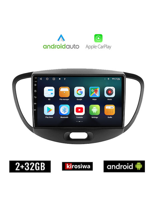 Kirosiwa Sistem Audio Auto pentru Ford Vânător Hyundai i10 2008-2013 (Bluetooth/USB/AUX/WiFi/GPS/Apple-Carplay/Android-Auto) cu Ecran Tactil 9"