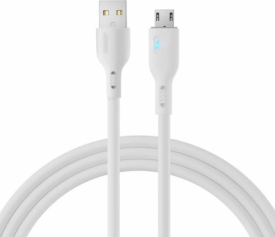 Joyroom S-UM018A13W2 Braided USB 2.0 to micro USB Cable Λευκό 2m
