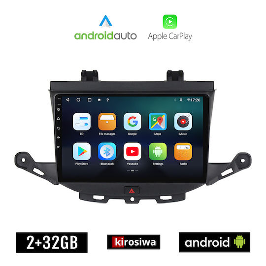 Kirosiwa Auto-Audiosystem für Opel Astra 2015> (Bluetooth/USB/AUX/WiFi/GPS/Apple-Carplay/Android-Auto) mit Touchscreen 9"