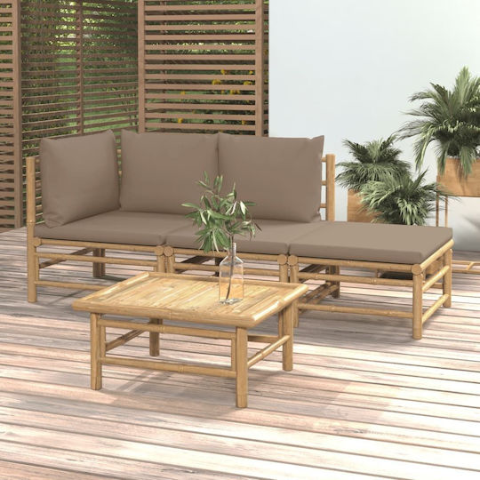 Garten- und Outdoor-Möbelsets Wohnzimmer Typsatz 4 Stück Natur mit Kissen
