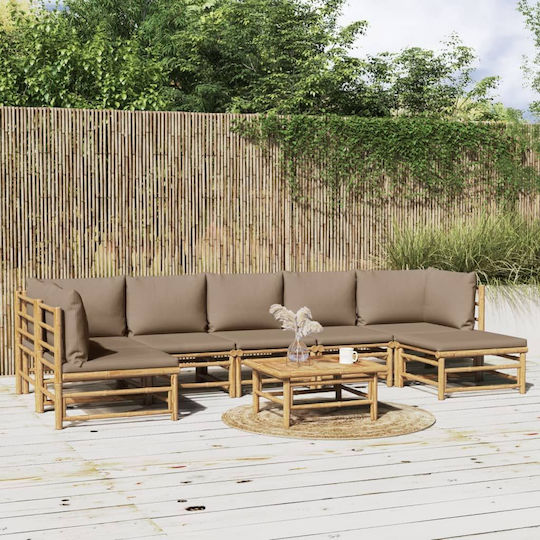 Garten- und Outdoor-Möbelsets 8 Stück Natürliche mit Kissen