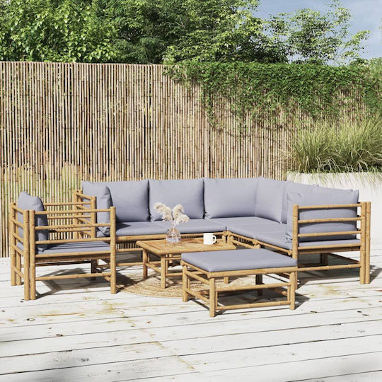 Garten- und Outdoor-Möbelsets Wohnzimmer Typsatz 8 Stück Natur mit Kissen
