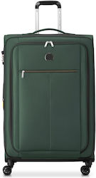 Delsey Pin Up Large Travel Suitcase Fabric Green with 4 Wheels Height 79cm