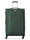 Delsey Pin Up Large Fabric Travel Suitcase Green with 4 Wheels Height 79cm