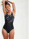 Hyperboom Costum De Baie Întreg Sport Cu Spate Deschis Negru