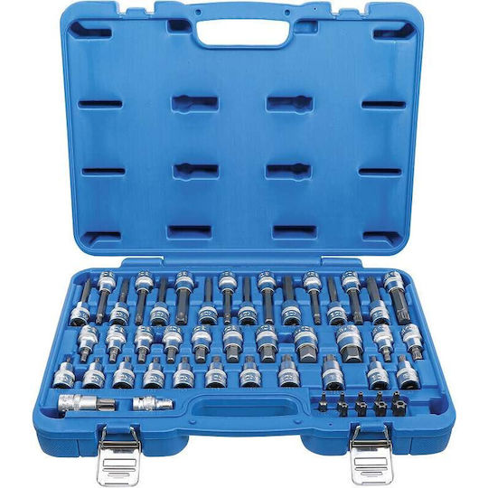 BGS Technic Bit-Stecknüsse mit Bits Torx, Allen, Spline und Antriebsvierkant 1/2'' Set 49Stück