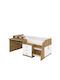Space Kids Bed Bunk Single with Desk White for Mattress 70x190cm
