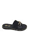 Leather Women's Flat Sandals in Black Color