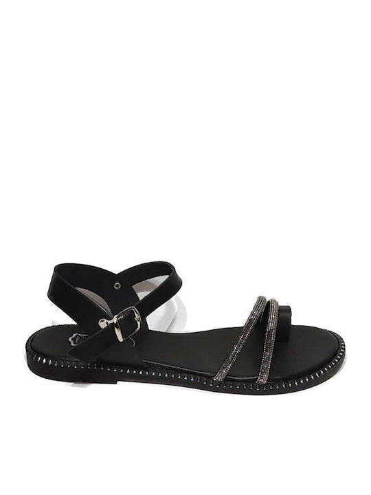 GKFashion Δερμάτινα Σανδάλια Μαύρα