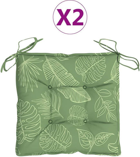 vidaXL Garden Chair Cushions Green 2 Pieces 40x40cm