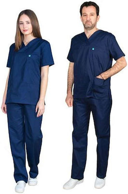 Alezi Unisex Hose & Bluse Set Marineblau aus Baumwolle und Polyester