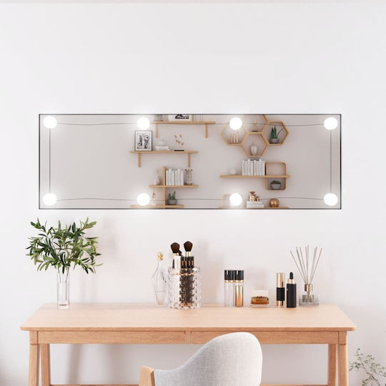 vidaXL Като Огледало за Стена с LED Осветление 30x100см 1бр