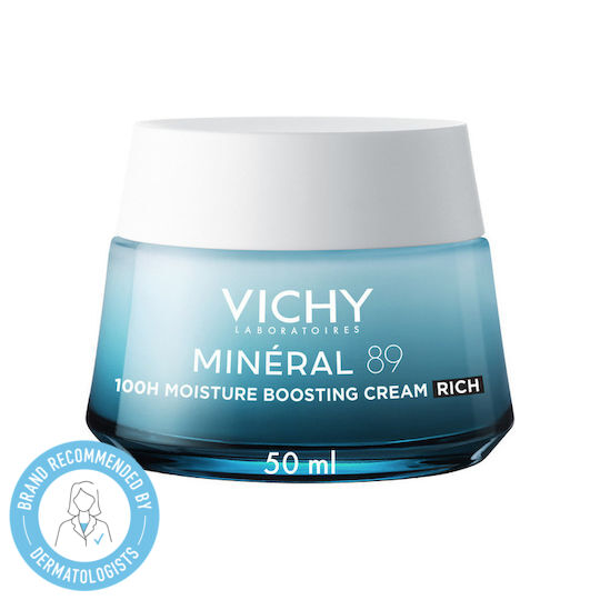 Vichy Mineral 89 Богат 72-часов Крем За Лице За Хидратация и Стягане С Хиалуронова Киселина и Пробиотици 50ml