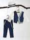 Lollipop Boys Baptism Suit with Vest 5pcs Blue