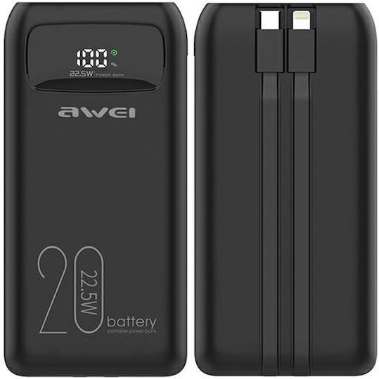 Awei P169K Power Bank 20000mAh 22.5W Power Delivery Μαύρο