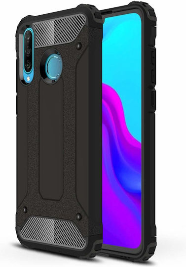 Techsuit Hybrid Umschlag Rückseite Kunststoff / Silikon Schwarz (Huawei P30 Lite)