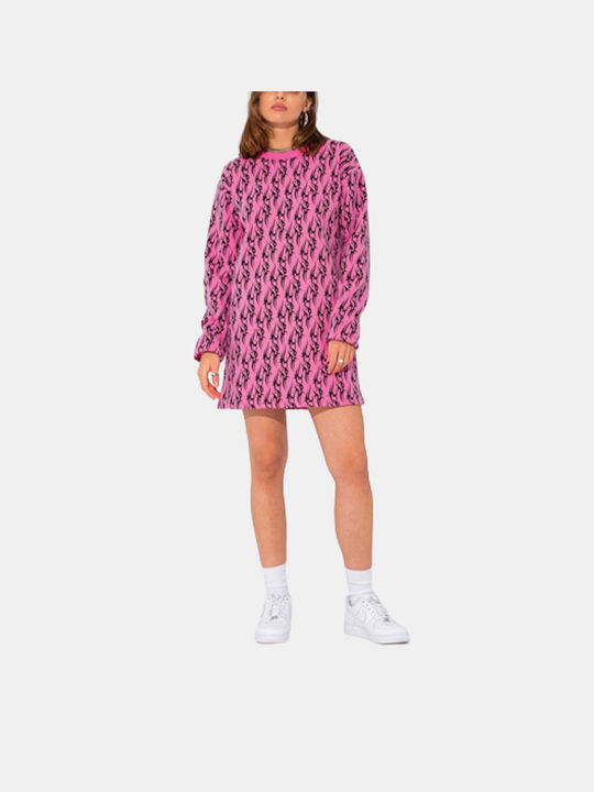 LOCAL HEROES Tribal Love Women's Sweater Dress with Belt - Pink