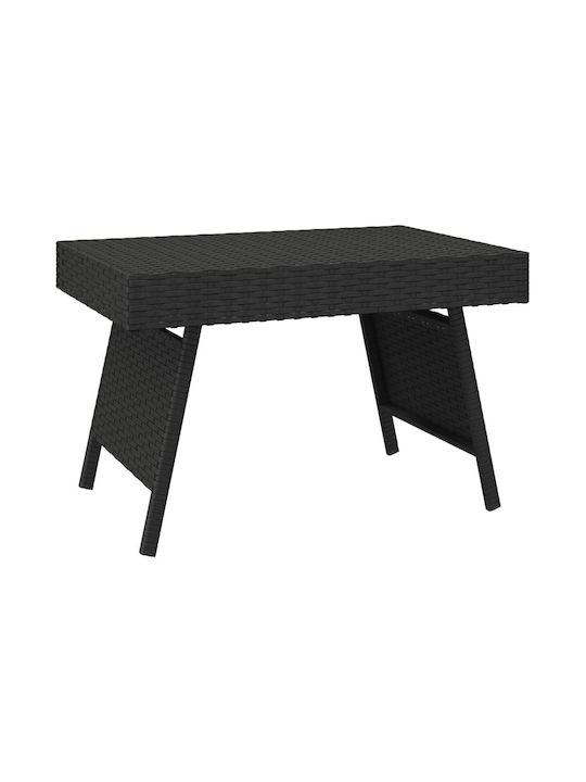 Tisch für kleine Außenbereiche Rattan Zusammenklappbar Schwarz 60x40x38cm