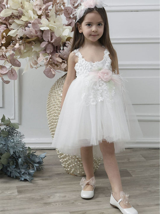 Mi Chiamo Ecru Taufset Kleidung mit Haar-Accessoires & Kleid aus Tüll 2Stück