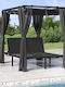 Sunbed Double Metal with Sunshade Black 207x153x204cm.