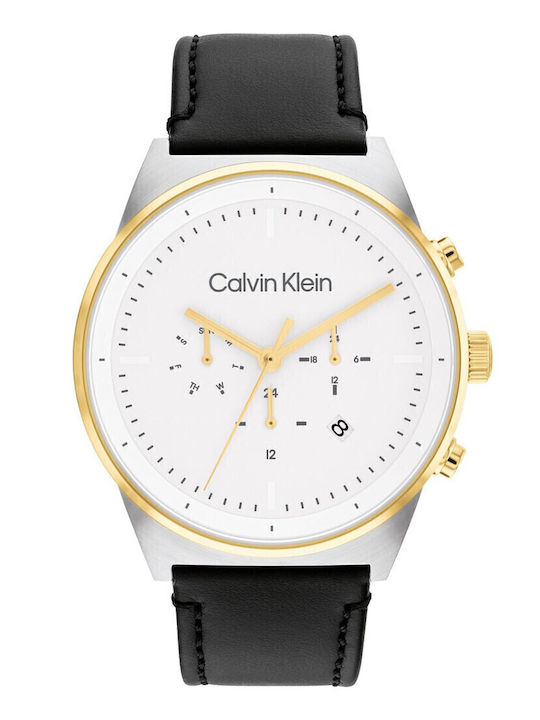 Calvin Klein Impressive Ανδρικό Ρολόι 44mm Μπαταρίας με Μαύρο Δερμάτινο Λουράκι