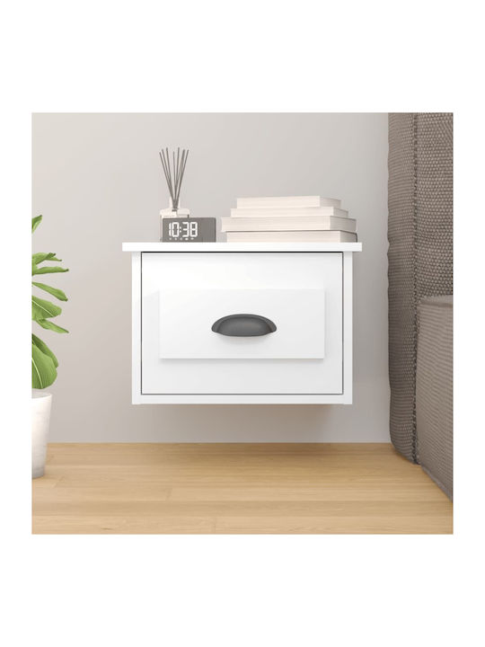 Wooden Bedside Table White 41.5x36x28cm