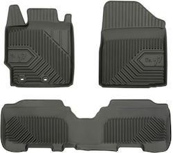 Frogum Set of Front and Rear Mats Tray Type 3pcs from Rubber for Toyota Yaris Ford Edge Black