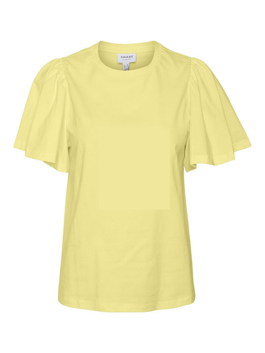 Vero Moda Women's Summer Blouse Cotton Short Sleeve Yellow