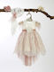 Lollipop Orange Baptism Clothing Set with Hair Accessories & Dress made of Lace 2pcs