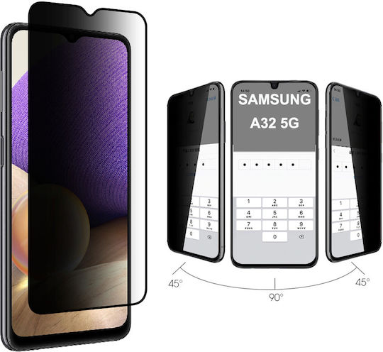 A326 6.5" 9H 0.3mm Vollkleber Privatsphäre Vollflächig gehärtetes Glas Schwarz (Galaxy A32 5G)