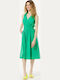 Summer Midi Dress Sleeveless Wrap Green