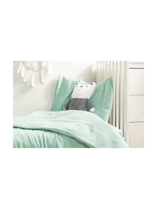 Sensillo Set Cearceaf Pentru Bebeluş Cu Faţă De Pernă Mint 100x135cm