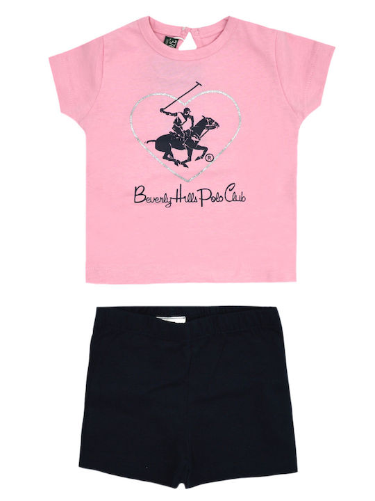 Beverly Hills Polo Club Kinder Set mit Shorts Sommer 2Stück Rosa