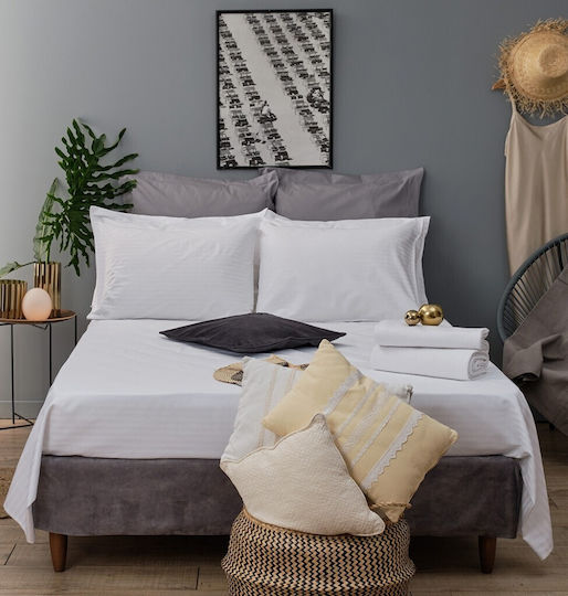 Cokitex Παπλωματοθήκη Ξενοδοχείου Polycotton Ριγέ 220TC 245x265εκ.