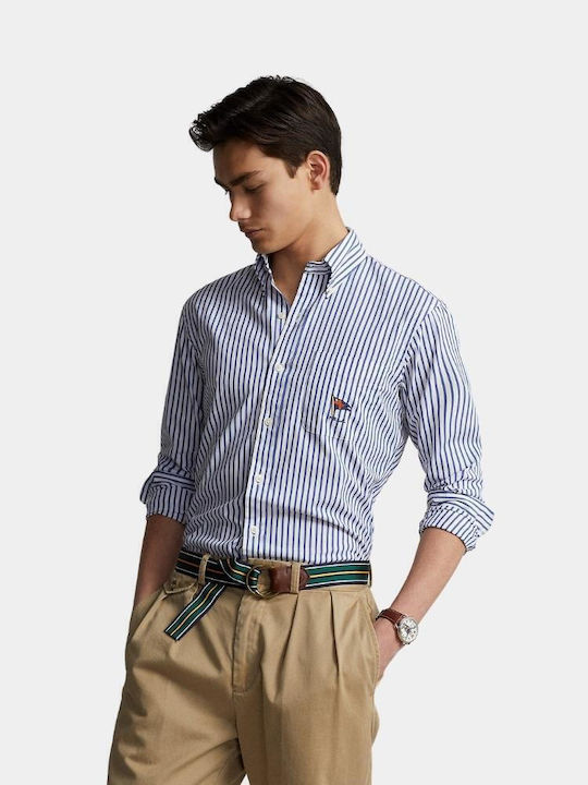 Ralph Lauren Men's Shirt Long Sleeve Striped Navy Blue