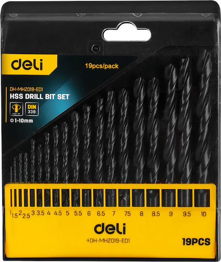 Deli Set of 19 Drills HSS for Metal
