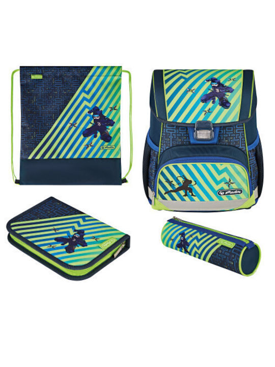 Herlitz Loop Plus Funky Ninja Schulranzen Rucksack Grundschule, Grundschule in Grün Farbe