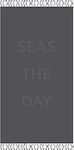 Melinen Seas The Day Beach Towel with Fringes Gray 160x86cm