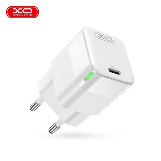 XO Φορτιστής Χωρίς Καλώδιο GaN με Θύρα USB-C 30W Power Delivery Λευκός (CE06)