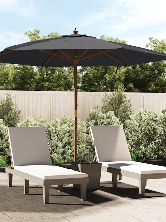 Round Wooden Black Garden & Terrace Parasol Φ2....